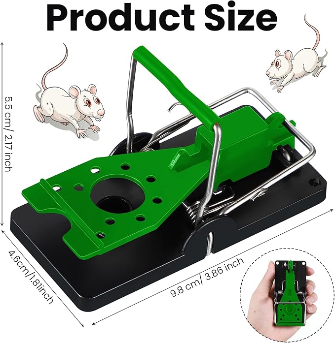 Qualirey 24 Pcs Plastic Mouse Rat Traps House Indoor Quick Effective Safe for Warehouse Garden Kitchen 3.86 x 1.81 x 2.17 Inch (Black,Green)
