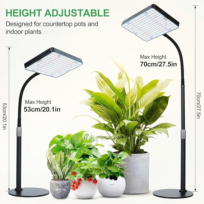 25W Table Top Grow Lights for Indoor Plants, Seed Starting, Bonsai with Timer Auto On/Off, 2500 Lumen Enough Bright Like A Small Sun for Your Jungle, Daisy Chain Function, 16"-24" Height Adjustable