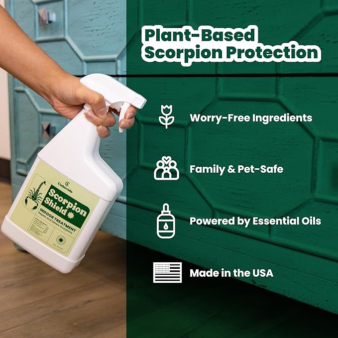 Cedarcide Scorpion Shield (Quart) Indoor Cedar Oil Pest Control Spray - Kills & Repels Scorpions and Other Pests Guaranteed - Pet Safe