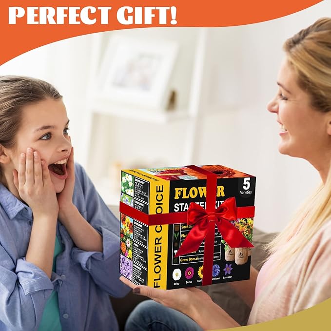 Indoor Daisy Garden Starter Kit with Gardening Tools - Jute Bags, Markers, Soil Disks and Shears, Home Gardening Gifts for Women Men Plant Lovers