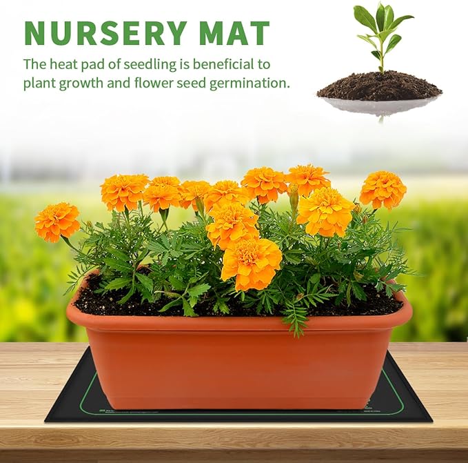 2 Pack Seedling Heat Mat for Seed Starting, 10" x 20.75" 21W Waterproof Heating Pad for Indoor Tray Plants,Safe & Durable Warm Mats for Hydroponics Germination