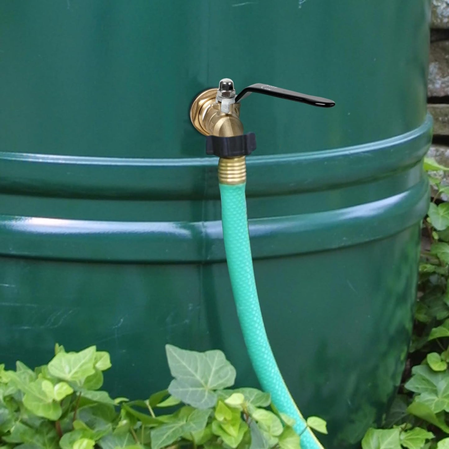 STYDDI Solid Brass Rain Barrel Spigot, Strong Flow Water Barrel Faucet with Large Handle, Quarter Turn Ball Valve Faucet with Bulkhead Fitting for Water Tanks, Water Storage Barrels, Rain Buckets