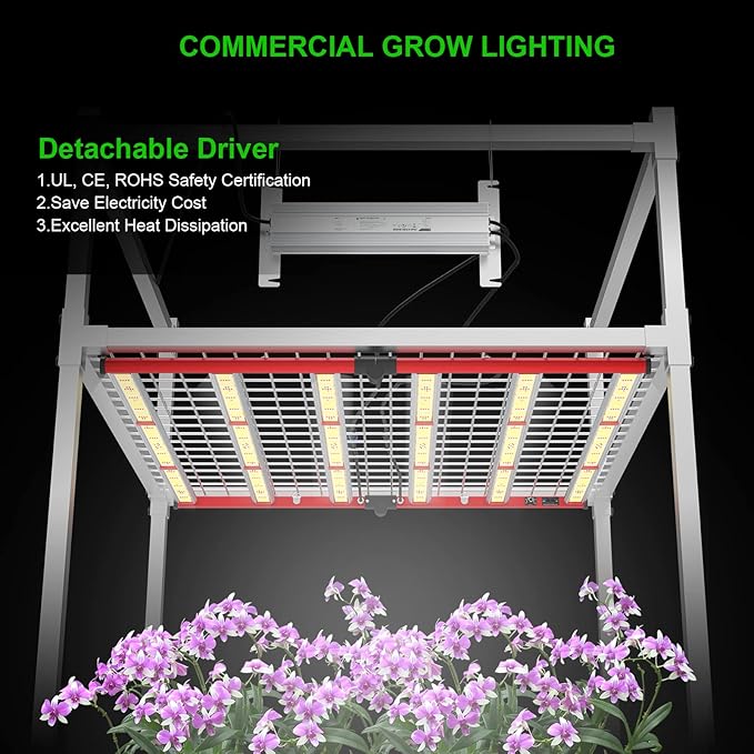 AGLEX 600W LED Grow Lights, Full Spectrum Grow Light with UV IR, Daisy Chain Plant Bar Style Grow Light Foldable & Dimmable for Indoor Growing Commercial Hydroponic Growing Lamp 5x5ft Core Coverage