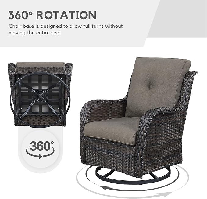 Patio Furniture 4 Piece, All-Weather PE Wicker Outdoor Furniture Set with Coffee Table,Outdoor Patio Furniture with Swivel Rocker Chairs and Outdoor Sofa