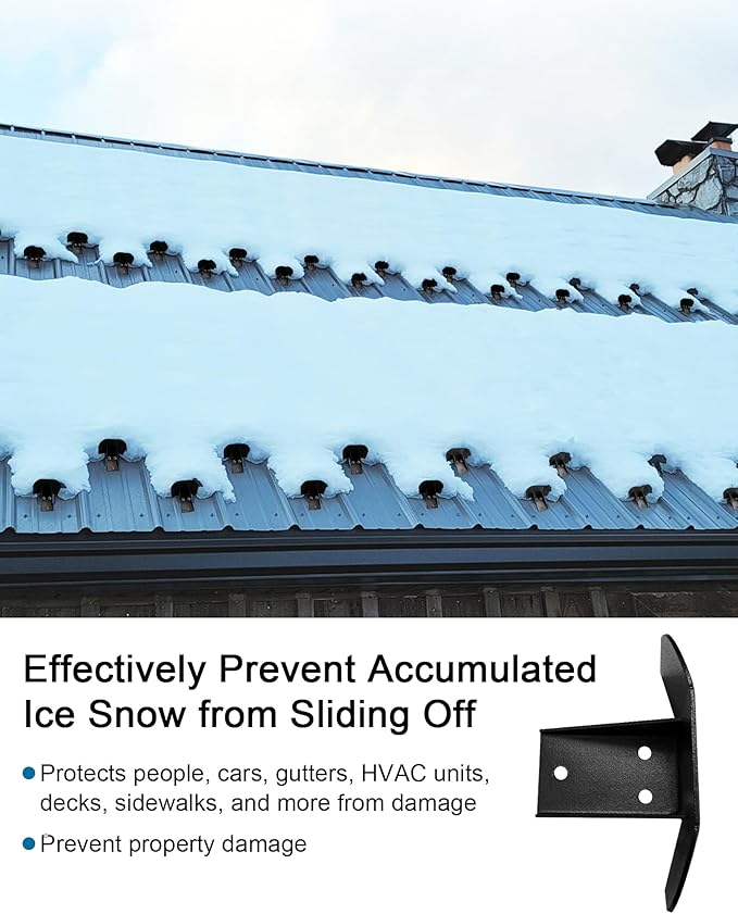 Snow Guard Snow Stops for Metal Steel Roof, Stop from Sliding Off Your Metal Roof, with Adhesive Gasket and Screws（25 Pack）