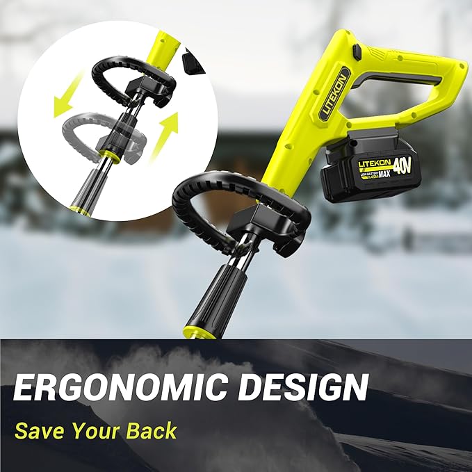 40V Brushless Cordless Snow Shovel, 13-Inch Electric Snow Blower with 2X 4.0Ah Batteries & Charger, Battery-Powered Snow Removal with 16.5FT Throw Distance for Patio, Deck, Driveway,Green