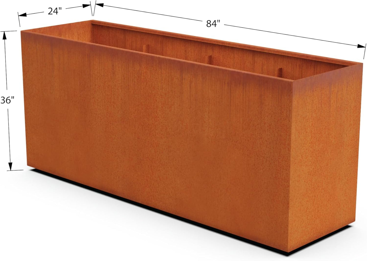 Large Rectangular Planters for Outdoor Plants | 84x24x36 Extra Large Corten Steel Planter Box | Heavy Duty Metal Planter for Commercial and Residential Landscaping & Privacy Screens