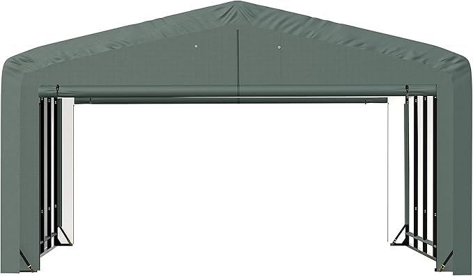 ShelterLogic ShelterTube Garage & Storage Shelter, 20' x 23' x 12' Heavy-Duty Steel Frame Wind and Snow-Load Rated Enclosure, Green