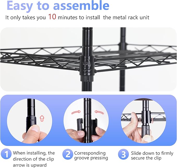 FDW Wire Shelving Units Adjustable Metal Storage Rack 23D x 13W x 30H 3 Tier Pantry Shelves NSF Kitchen Shelf for Kitchen Garage Commercial Small Places,Black