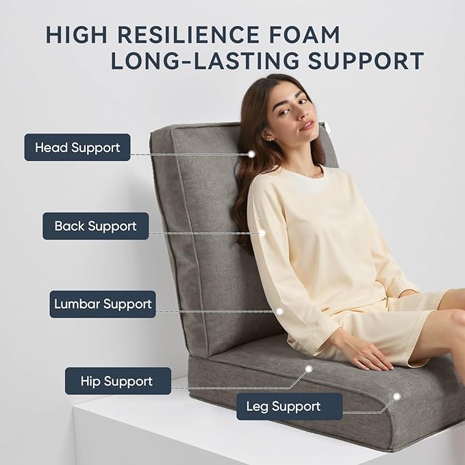 Patio Chair Cushions 6 Packs - Outside High Back Thick Water-Resistant Cushion 22x24 with Zipper Cover for Outdoor Glider Rocking Chairs Loveseat 3-Seater Couch Sofa – Grey/Regular