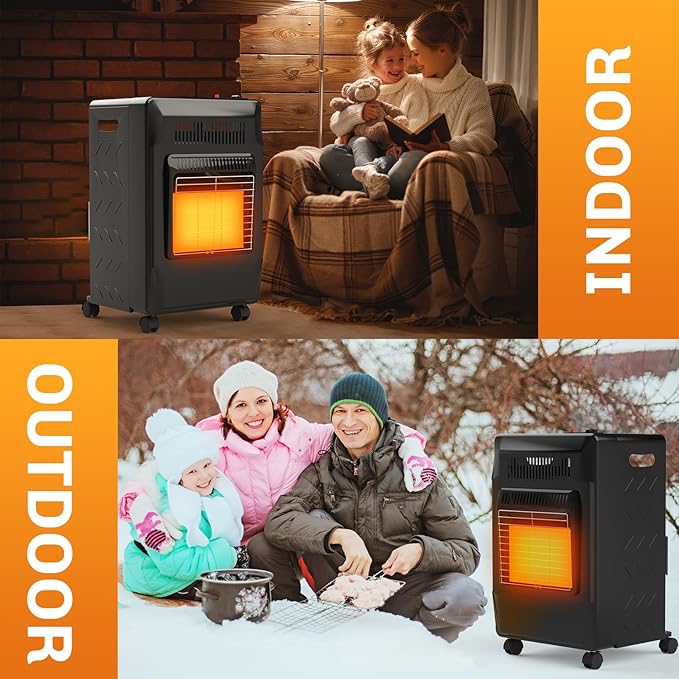 WELLUCK Propane Heater | Portable Patio Heater for Outdoor | LP Cabinet Gas Heater for Camping, Garages, Workshops & Construction Sites |18,000 BTU Warm Area up to 450 sq. ft, 3 Power Settings
