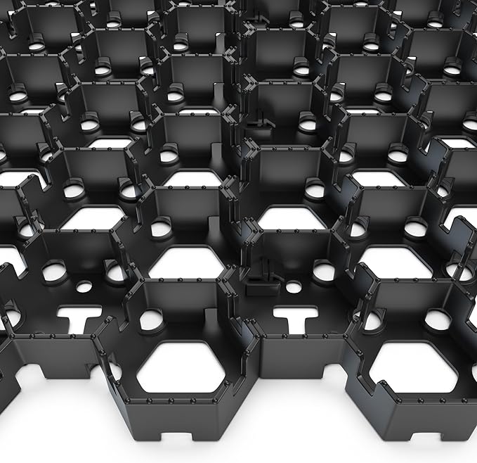 Standartpark Vodaland Permeable Pavers - HexPave Grass & Gravel Permeable Paver System - 100% Recycled PPE Plastic Pavers, Handles 27,000 lbs, 1" Depth, 1450 s.f / 488 Units