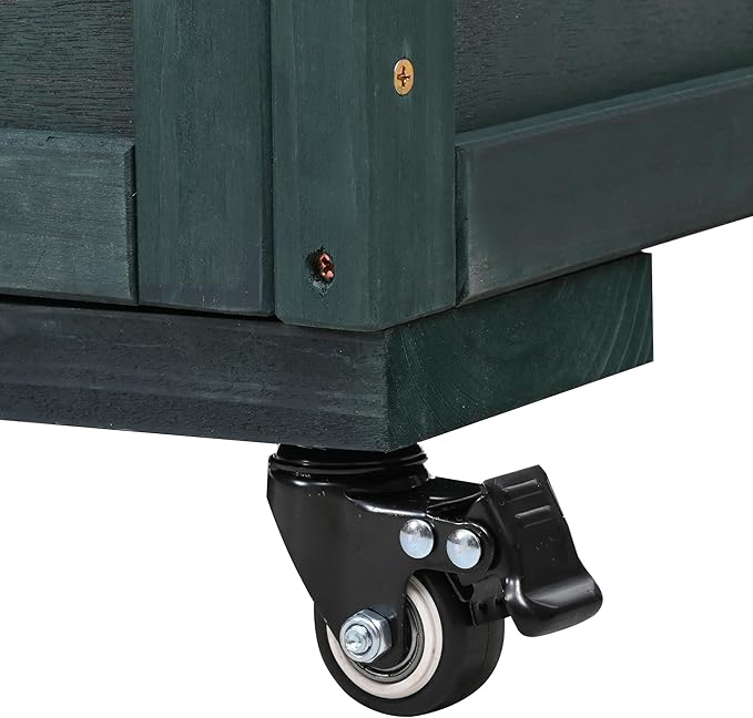 Merax 69" Wooden Greenhouse with Wheels - Portable Cold Frame for Balcony/Patio, UV-Resistant Indoor Outdoor Plant Growing Cabinet (Large, Heavy-Duty) (Forest Green)