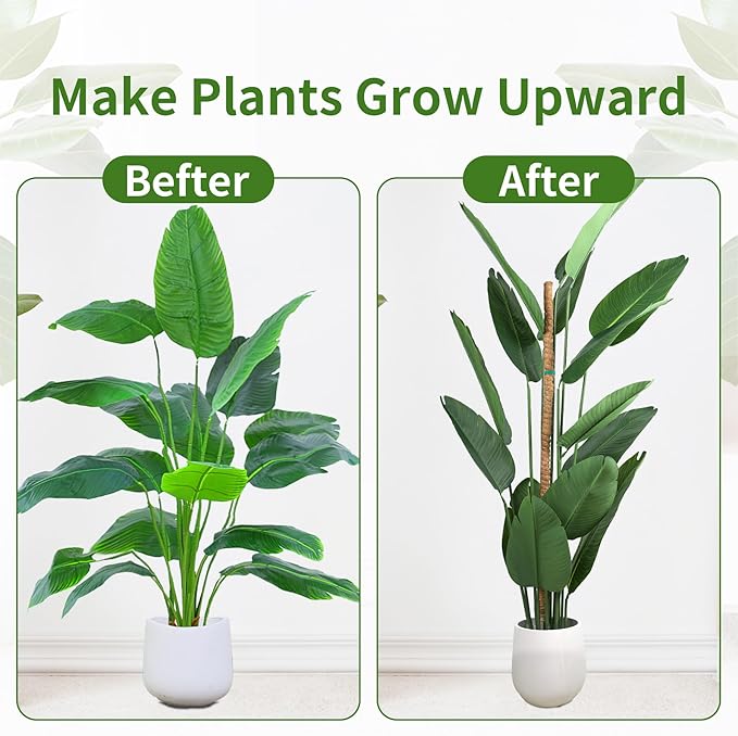 49'' Monstera Plant Support, LveSunny Bendable Moss Pole for Plants Indoor, Large Moss Pole for Climbing Plant, Coco Coir Pole, Fishbone Plant Stakes