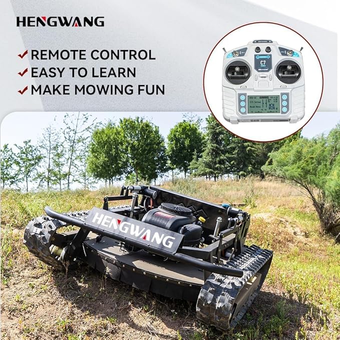 Robot Remote Control Lawn Mower 22HP 65° Climbing Adjustable Mowing Height Track Drive All Terrain Grass Cutter Yard Mower (HW 608 90L)