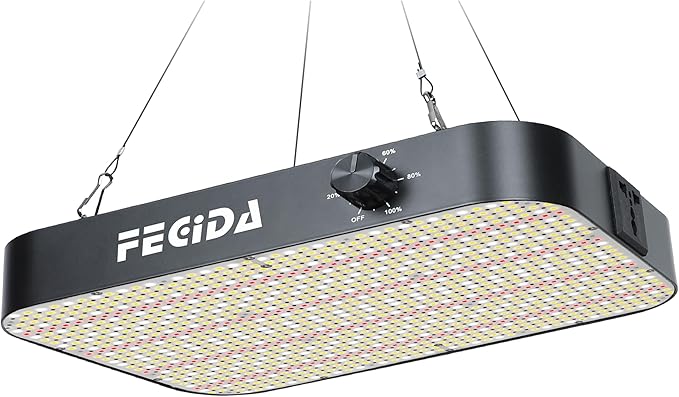 FECiDA Professional LED Grow Light Dimmable, 2025 Upgrade High Output 2x2 ft Grow Tent Light for All Growth Stages, 130 Watt Actual Power Full Spectrum Plant Growing Lamps, Quiet Built-in Fan