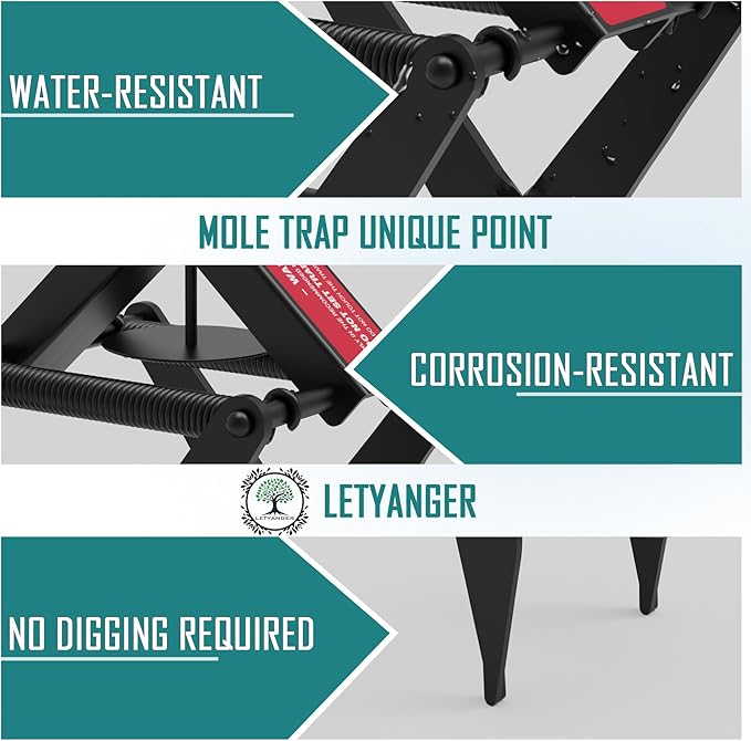 Mole Traps, Black Galvanized Steel Scissor Trap, Reusable Gopher Traps, Mole Killer, Ground Moles Trap for Lawns, 2025 Style (2 Pack)