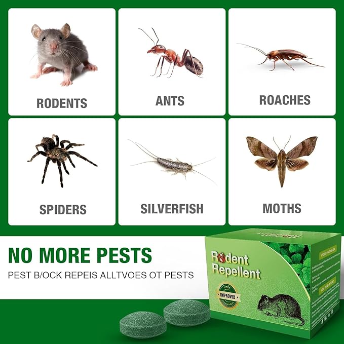 24P Rodent Mice Repellent, Peppermint Oil to Repel Mice and Rats, Rodent Mouse Repellent for Car, Natural Ingredients Rat Repellent Balls Deterrent Indoor