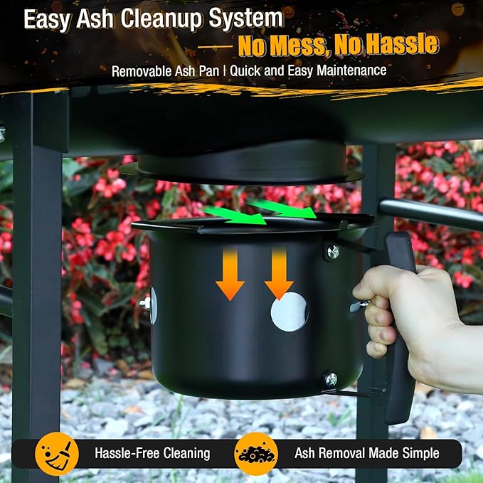 Charcoal BBQ Grills Outdoor: Spacious Barrel Barbecue Grill with Side Front Table - Premium BBQ Smoker Combo for Backyard Cooking Patio Grilling Tailgating Party Camping Picnic