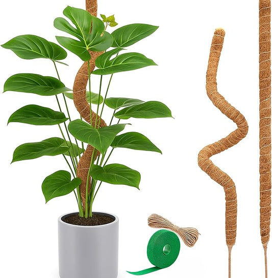 Moss Pole Monstera Plant Support – 2 Pack 28” Bendable Moss Pole Monstera Plant Support, Plant Stakes for Indoor Plants, Tall Plant Sticks Support for Climbing Plants