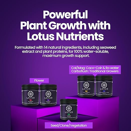 Lotus Nutrients Starter Kit (Bloom, Boost, and Grow) - Most Advanced Plant Nutrients and Bloom Booster - Powder Plant Fertilizer for Soil, Coco Coir, Hydroponics - Plant Food for Any Medium