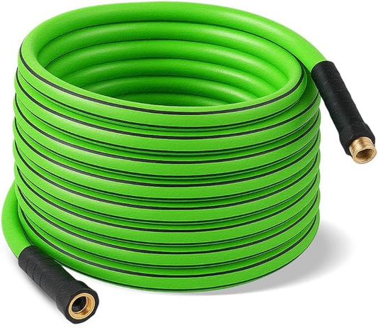 100ft Garden Hose – 5/8 in Lightweight PVC, Flexible, UV-Resistant, Kink-Resistant, 500 PSI Burst Strength, Brass Fittings, Weatherproof Hose for Lawn, Garden, Car Wash, Outdoor Use
