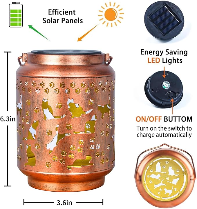 Cat Lover Gifts for Women,Mom,Grandma,Sister,Cat Solar Light , Gift Solar Lanterns for Mother Day Christmas Outdoor Waterproof Lights Led Mason Jar Hanging Lamps Decor for Garden Yard Patio