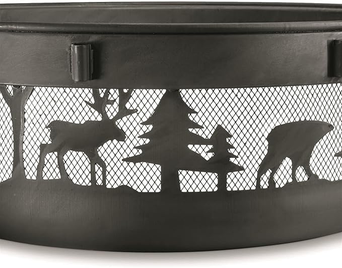 CASTLECREEK 47" Fire Pit BBQ Grill Outdoor Wood Burning Steel Log Firepit for Camping, Grilling, Smores, Yard, Cooking Outside, Barbecue, Bonfire Geometric