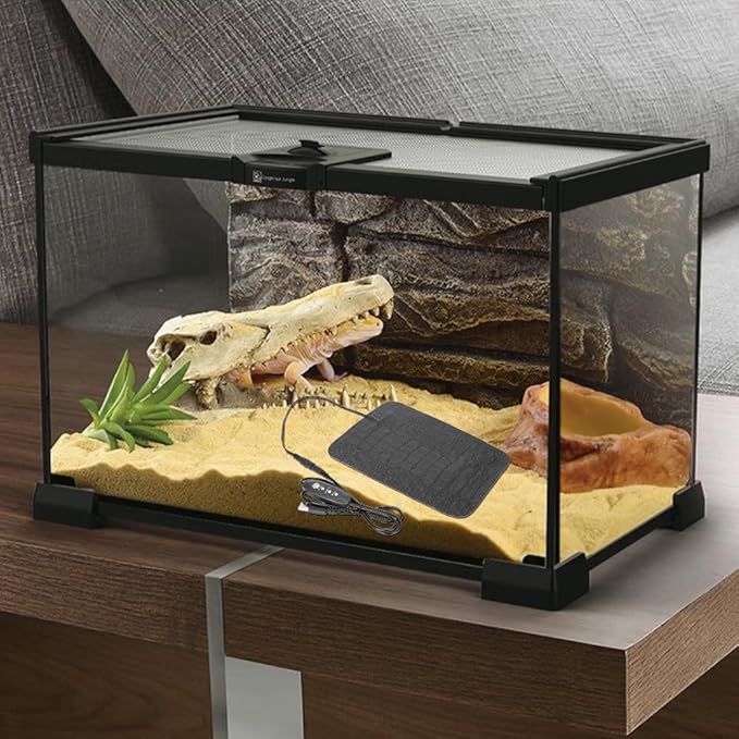 Reptile Heat Pad, Under Tank Terrarium Heating Mat Hermit Crab Heater Non Adhesive with Temperature Adjustment for Small Animals Turtle Tortoise Snakes Lizard Frog Gecko Amphibians Plant Warmer