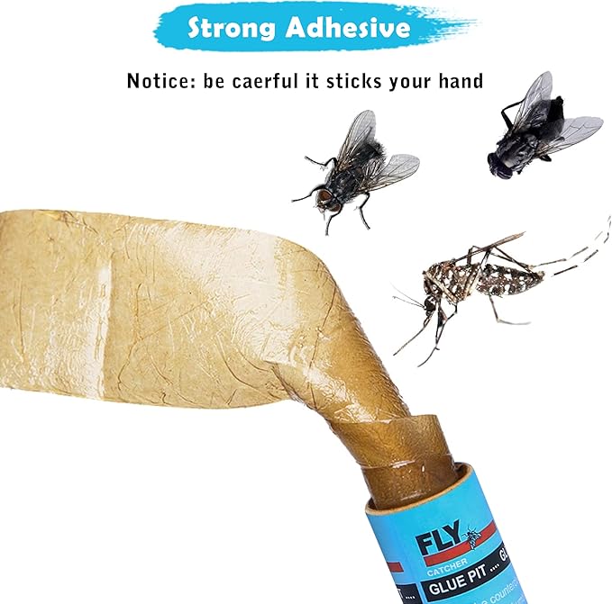 Stingmon 40 Pack Fly Trap, Fruit Fly Traps Indoor for Home, Fly Strips Traps Outdoor Hanging, Flying Insect Trap, Fly Tape Paper Ribbon, Gnat Traps for Bug, Insect, Pest, Mosquito