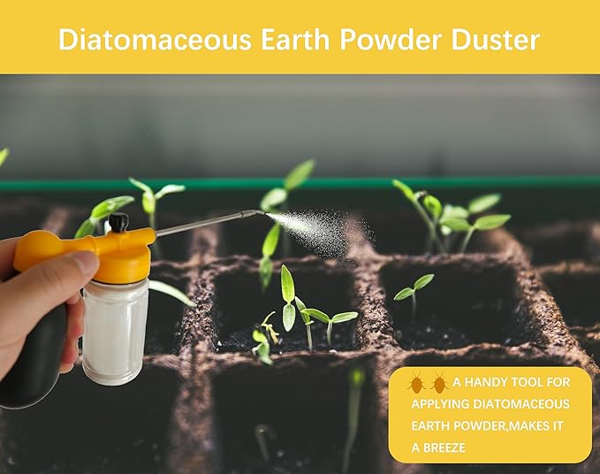 150ml Multi-Purpose Powder Duster Diatomaceous Earth Duster Powder Sprayer Bulb Duster with Length Adjustable from 11" to 23"