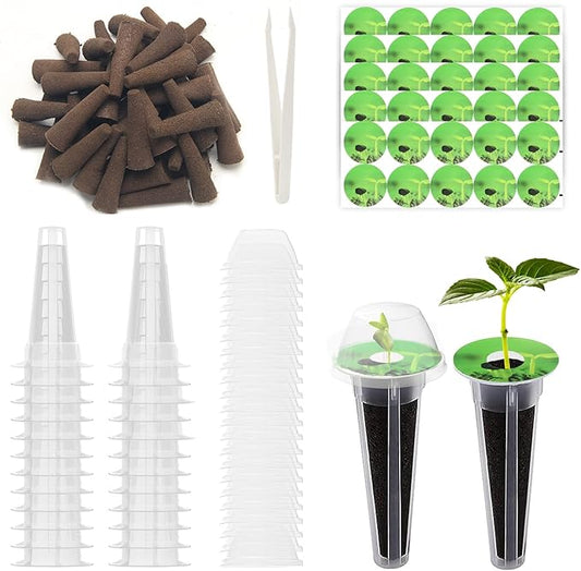 Coolrunner 66 PCS Hydroponic Pods Kit, Seed Pods Kit for Aerogarden, Grow Anything Kit, Hydroponics Garden Accessories with 15 Baskets, 20 Stickers, 15 Sponges, 1 Tweezers, 15 Planting Cove