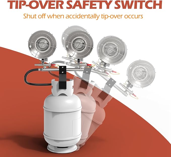 AgiiMan Propane Heater - 30000 BTU Portable Tent Heater, Camping Gas Heaters and Stove, Patio Heaters with Shut-off Valve and Tip-over Switch for Outdoor/Indoor Ice Fishing Hiking (Tanks Not Included)