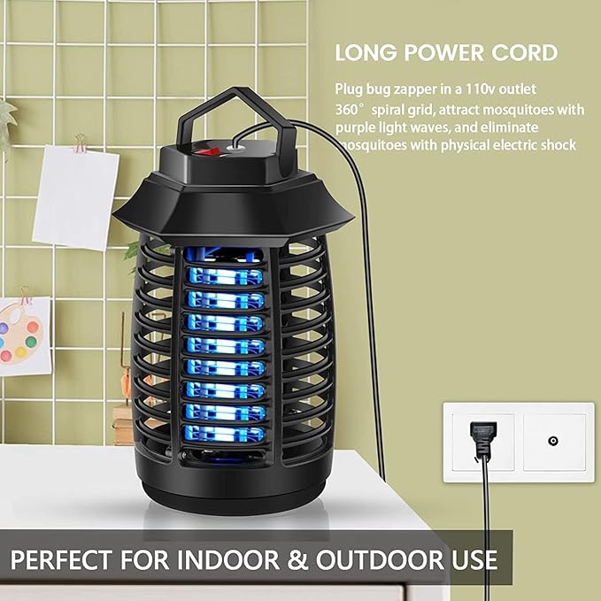 Bug Zapper, 3000V High Powered Mosquito Fruit Fly Zappers Killer, Insect Fly Swatter Zapper Mosquito Trap Outdoor, Fly Traps, Gnat Killer for Indoor, Home, Garden, Backyard
