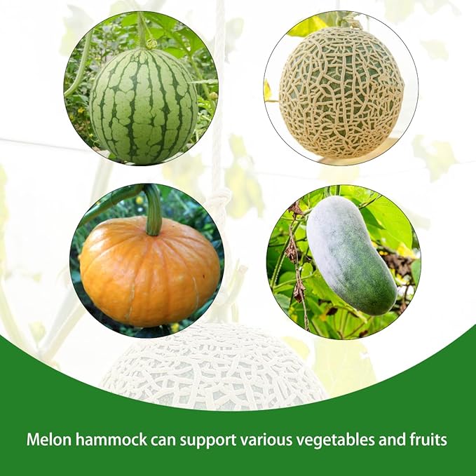 Belit Melon Hammock Cradle 5-Pack net Bags to Prevent Falling, Perfect for Growing Cantaloupe Pumpkin Watermelon in Vertical Garden White