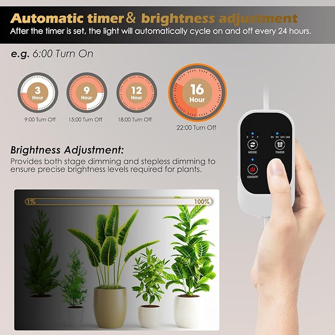 Standing Grow Light with Auto-Timer, 36W Vertical Grow Lights for Indoor Plants,3 Light Modes,268 LEDs Detachable Full Spectrum Plant Lights for Wide Area Coverage in Indoor Plants (60IN-Silver)