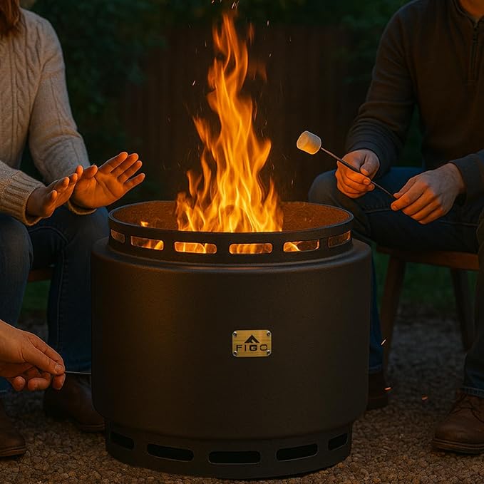 18" Smokeless Fire Pit with Removable Ash Pan, Fire Poker & Carry Bag - Portable Outdoor Fire Pit - Cast Iron - Wood Burning Lightweight Fireplace, Ideal for 4-6 People, 25 lbs