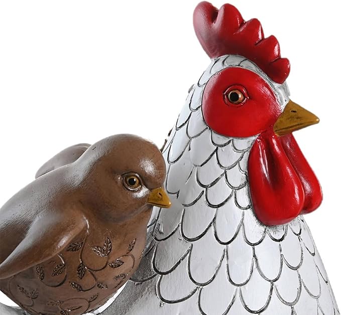 Chicken Statue Outdoor Decorative for Garden, Yard Figurine Ornament Funny Porch Sculpture for Patio Flower Bed Home Bookshelf, 8.3" H × 8.3" L × 6.3" W