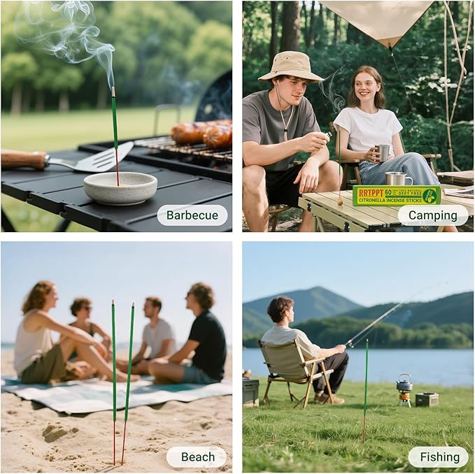 Citronella Incense Sticks with Natural Ingredients Citronella Oil Lemongrass and Rosemary Oil Help You Better Enjoy Outdoor Life (60 Sticks)