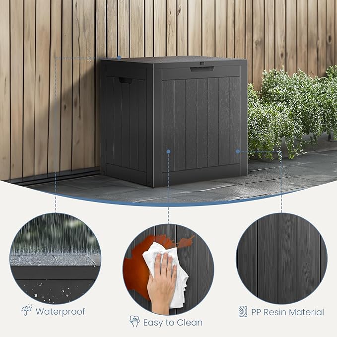Deck Box with 31 Gallon Capacity, Weatherproof Resin Lockable Outdoor Storage for Secure Package Deliveries and Indoor Storage in Garden or Patio(Black)