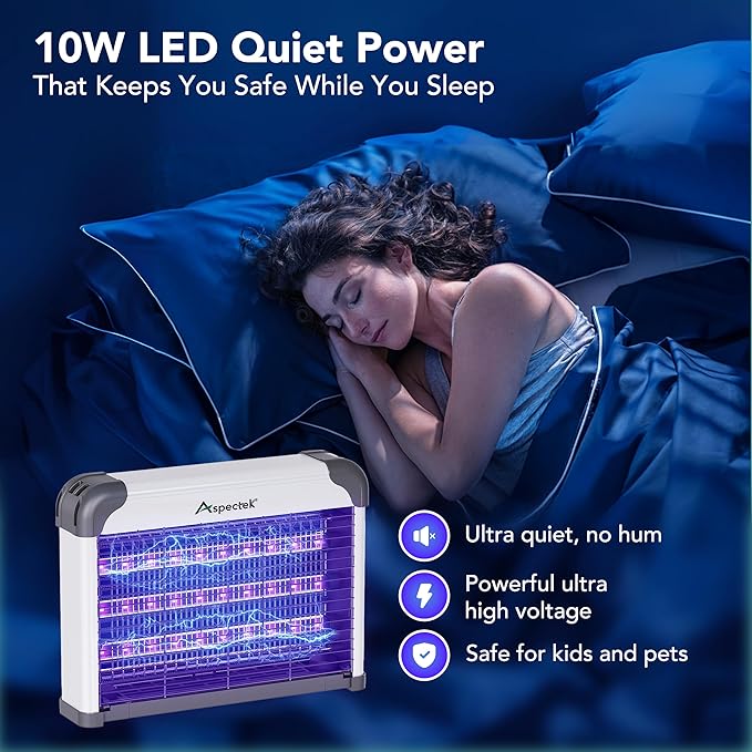 Aspectek LED Bug Zapper Indoor – High-Voltage Mosquito and Fly Trap, Energy-Efficient Insect Killer with 3 Long-Life LED Lamps, Safe & Durable Bug Light Trap for Home