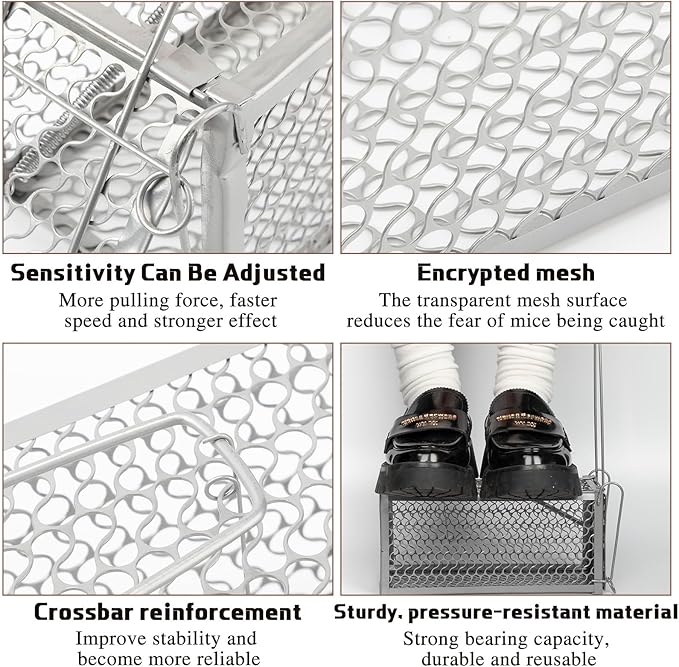 Qualirey 2 Pcs Humane Rat Trap Chipmunk Rodent Mouse Squirrel Trap Small Live Animal Mouse Voles Hamsters Live Cage Rat Mouse Cage for Mice Easy to Catch and Release (Silver)