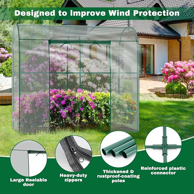 Crop Cages for Garden Plant, 6.6x3.3x6 Ft Plant Protection Netting Tent with Zippered Door, Raised Bed Cover, Garden Bed Cover with Frame, Wind-Resistant Plant Cages for Outdoor Plants