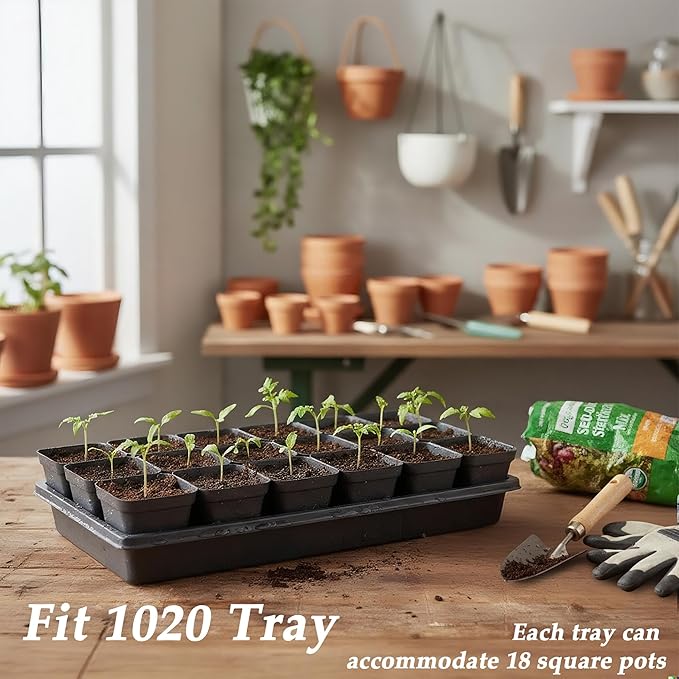 Small Plant Pots 3.5 Inch, 120 Pcs Nursery Pots with Drainage Holes, Durable Plastic Succulents Pots for Seedlings, Cuttings (Black)