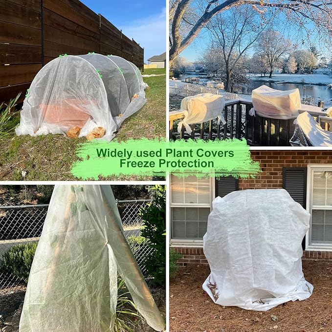 Plant Covers Freeze Protection, 10 FT x 50 FT Frost Blankets 1.06oz/yd² Thick crop cover , Reusable Garden Frost Cloth Floating Row Tree Covers for Winter Outdoor Plants vegetables seed Fruit