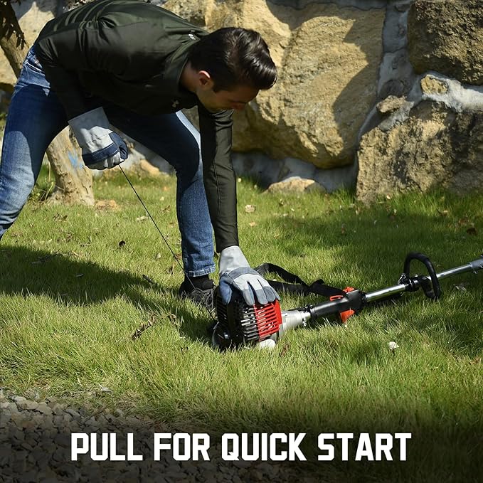 PowerSmart 25.4cc Gas Weed Wacker, String Trimmer/Edger 16-Inch with 10-Inch Brush Cutter for Grass Cutting