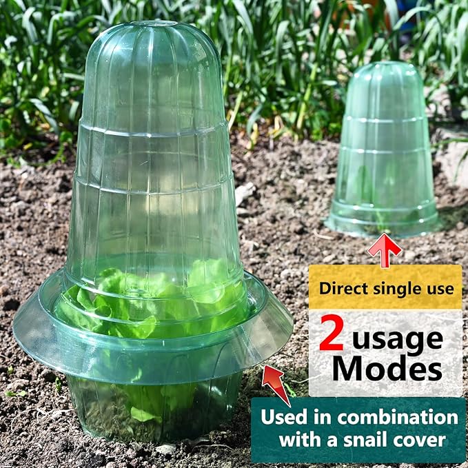 20 Pack Garden Cloches for Plants, Reusable Bell Plant Protector, Garden Protection from Animals Snails Birds Chickens Insect, 9.85" H X 7.3" D (Green)