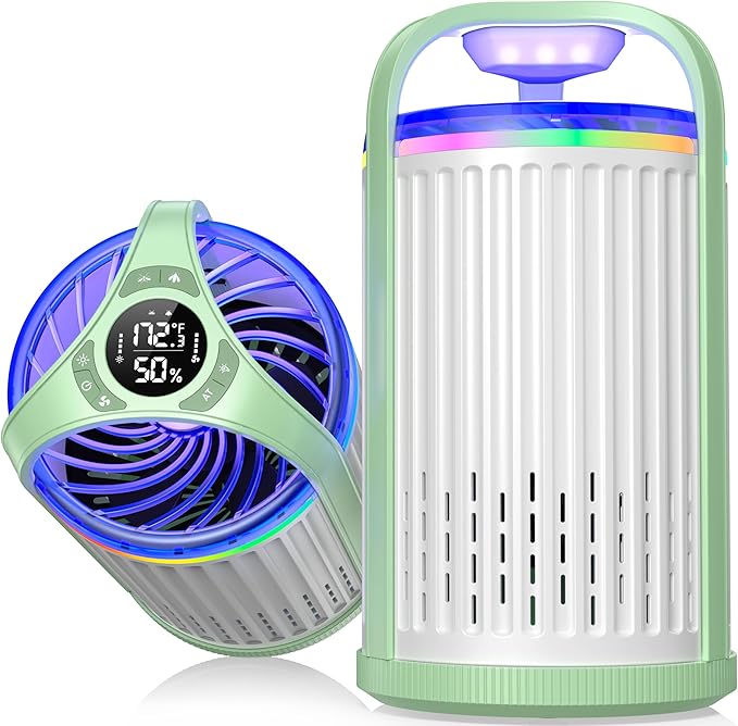 Fruit Fly Traps for Indoors, Smart Fly Trap Indoor Bug Zapper Gnat Traps for House Indoor Plant, Pest Control with 10PCS Refills - Green & White
