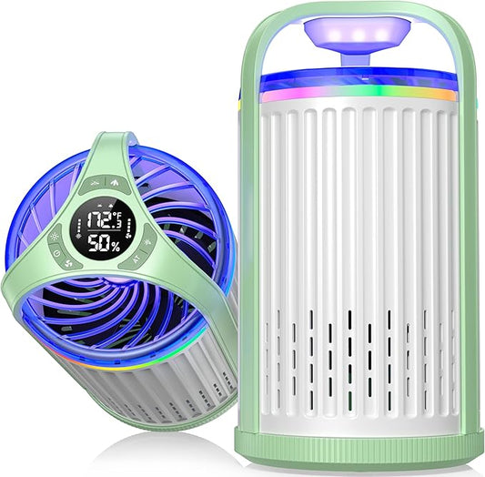 Fruit Fly Traps for Indoors, Smart Fly Trap Indoor Bug Zapper Gnat Traps for House Indoor Plant, Pest Control with 10PCS Refills - Green & White
