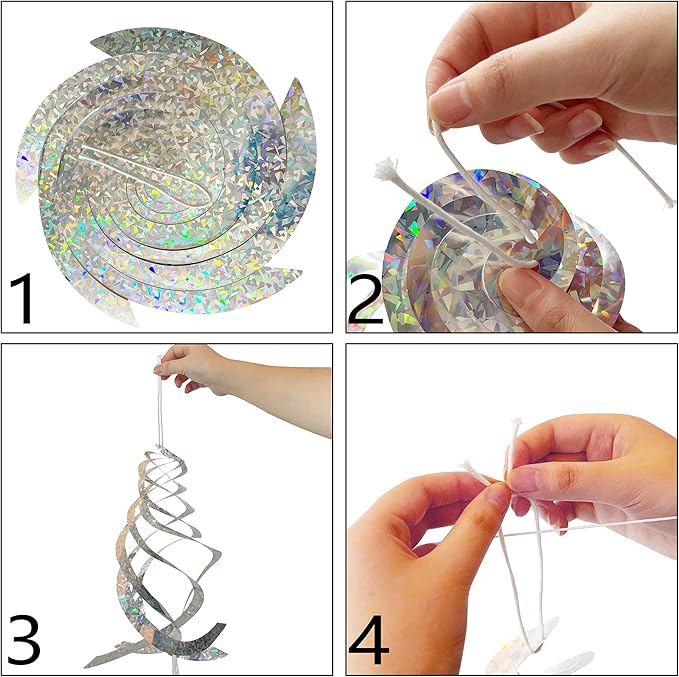 Sfcddtlg 8 PCS Bird Spiral Hanging Reflectors- 15.8 Inch Outdoor Hanging Reflective Device- Garden Decoration to Prevent Birds from Entering The House Garden Swimming Pool